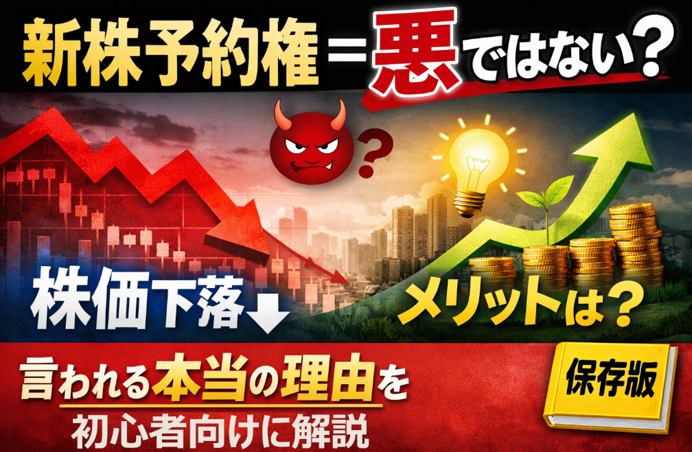 新株予約権は悪ではない?株価が下がると言われる理由を初心者向けに解説したイメージ