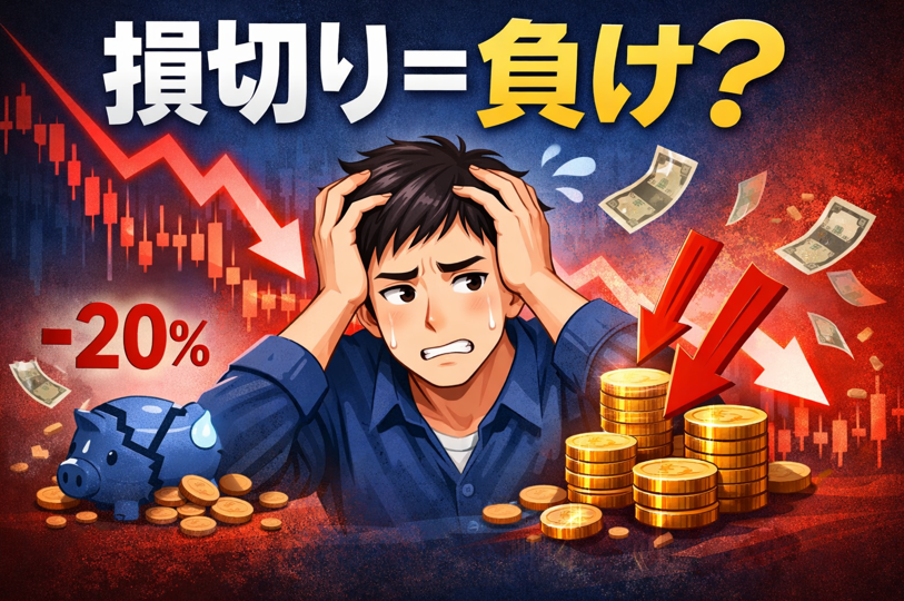 株初心者向けに損切りが必要な理由と何％で切るべきかを解説するイメージ