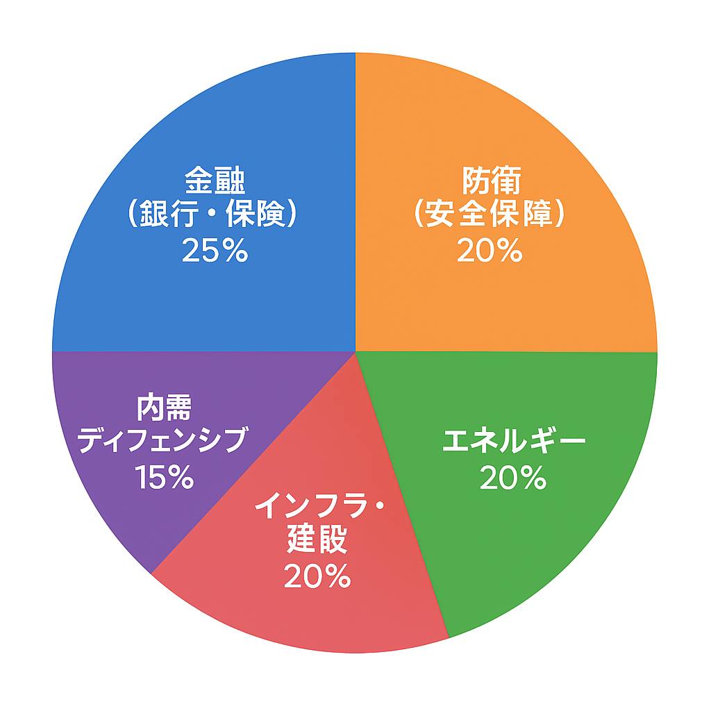 2026年負けないポートフォリオの配分円グラフイラスト