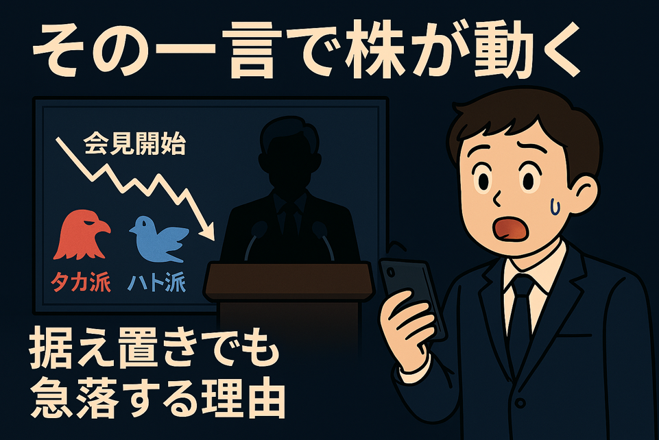 FRB議長の発言で株価が動く仕組みを示す金融ニュース用画像