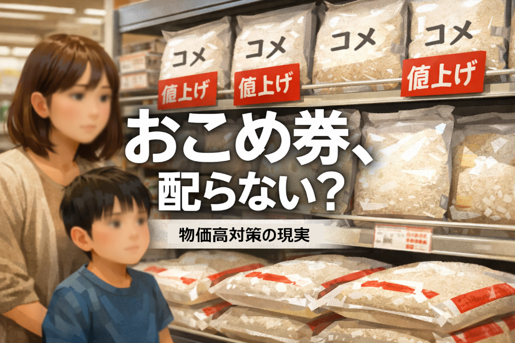 おこめ券を配らない自治体が増える背景と物価高対策の実情を解説するイメージ画像