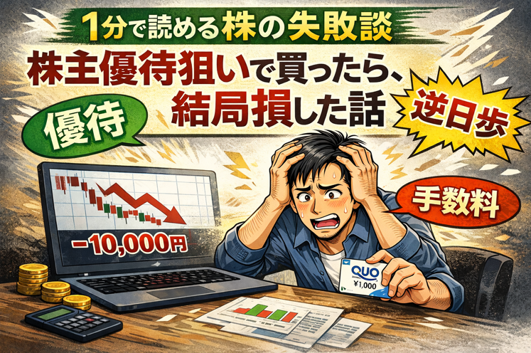 株主優待を狙って現物買い・優待クロスで失敗した個人投資家の体験談イメージ