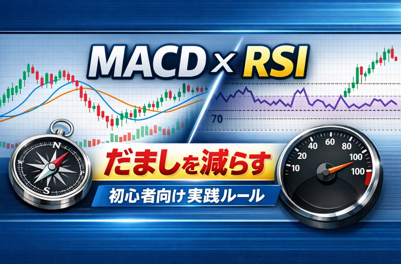 MACDとRSIを組み合わせてだましを回避する初心者向けチャート解説のイメージ