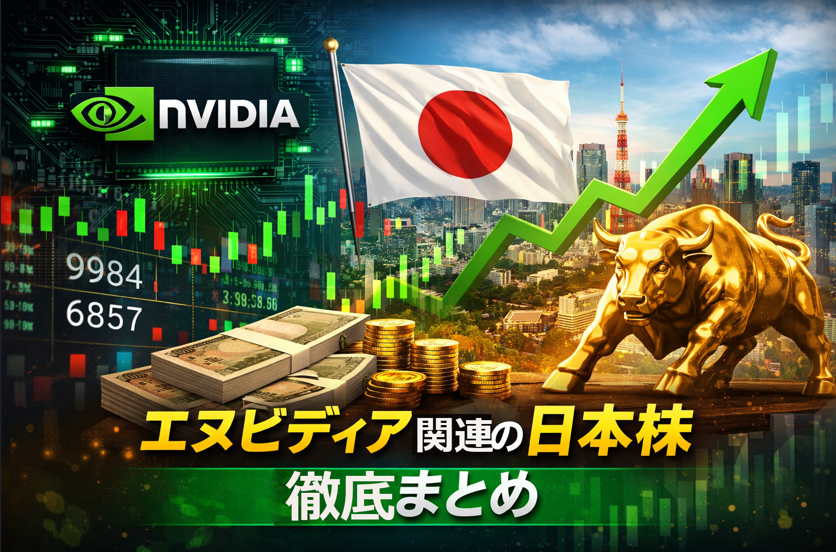 エヌビディア（NVIDIA）と関係が深い日本株を、提携・協業・採用の重要度別に整理したイメージ