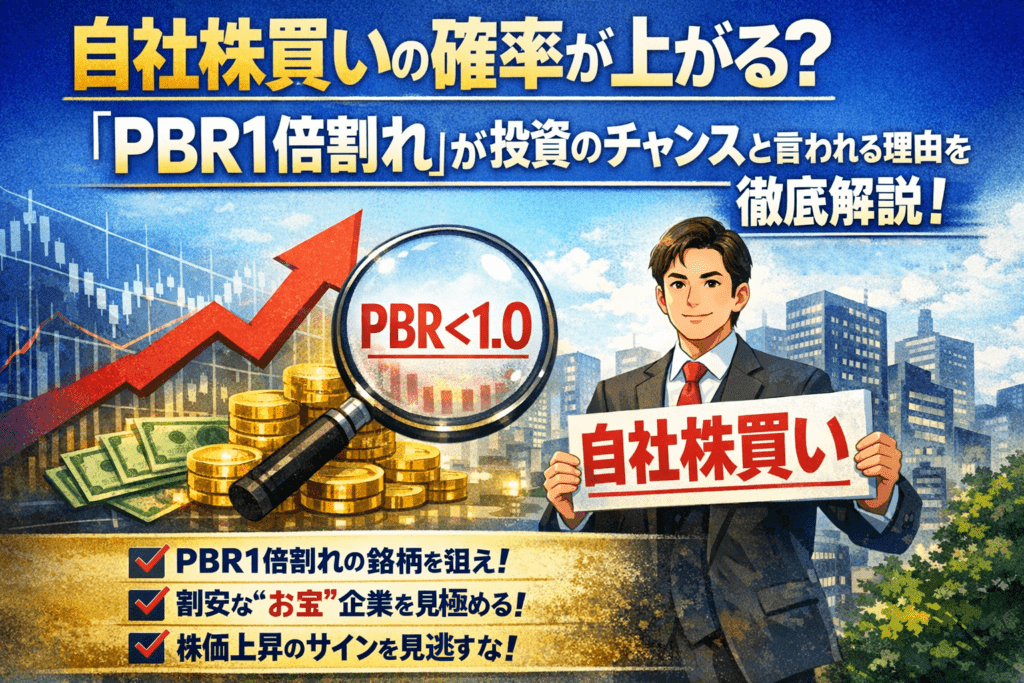PBR1倍割れ企業で自社株買いが起きやすくなる理由を解説する投資記事のトップ画像