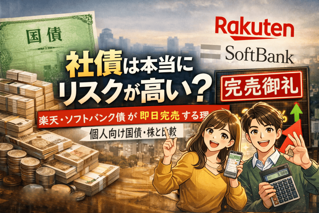 社債は本当にリスクが高い？楽天・ソフトバンク債が即日完売する理由を人物イラストで解説