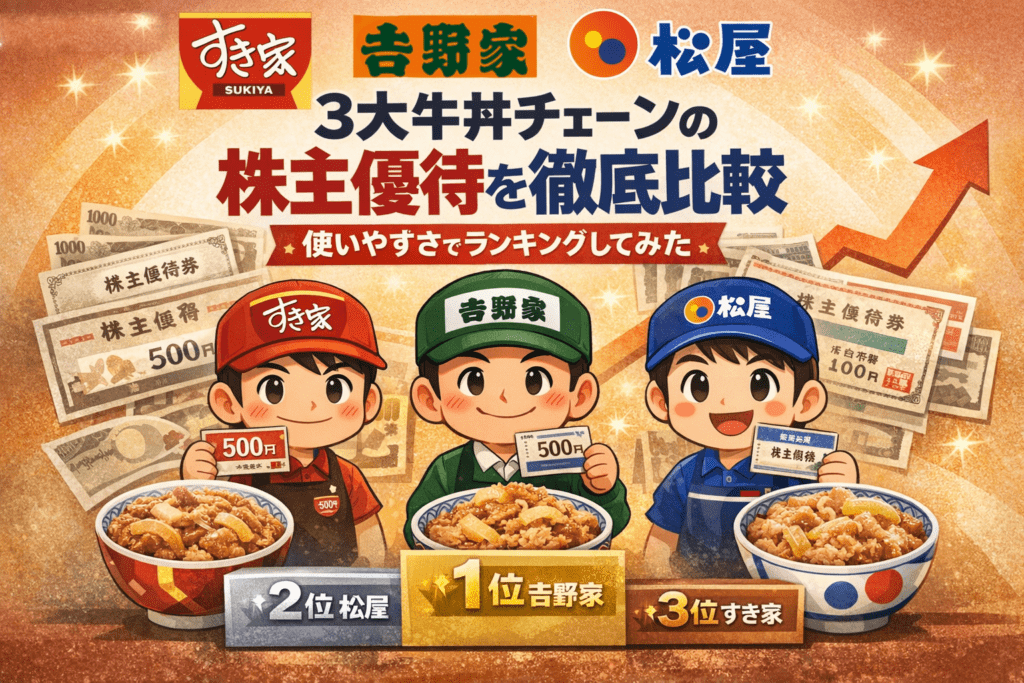 3大牛丼チェーンの株主優待を徹底比較した使いやすさランキング