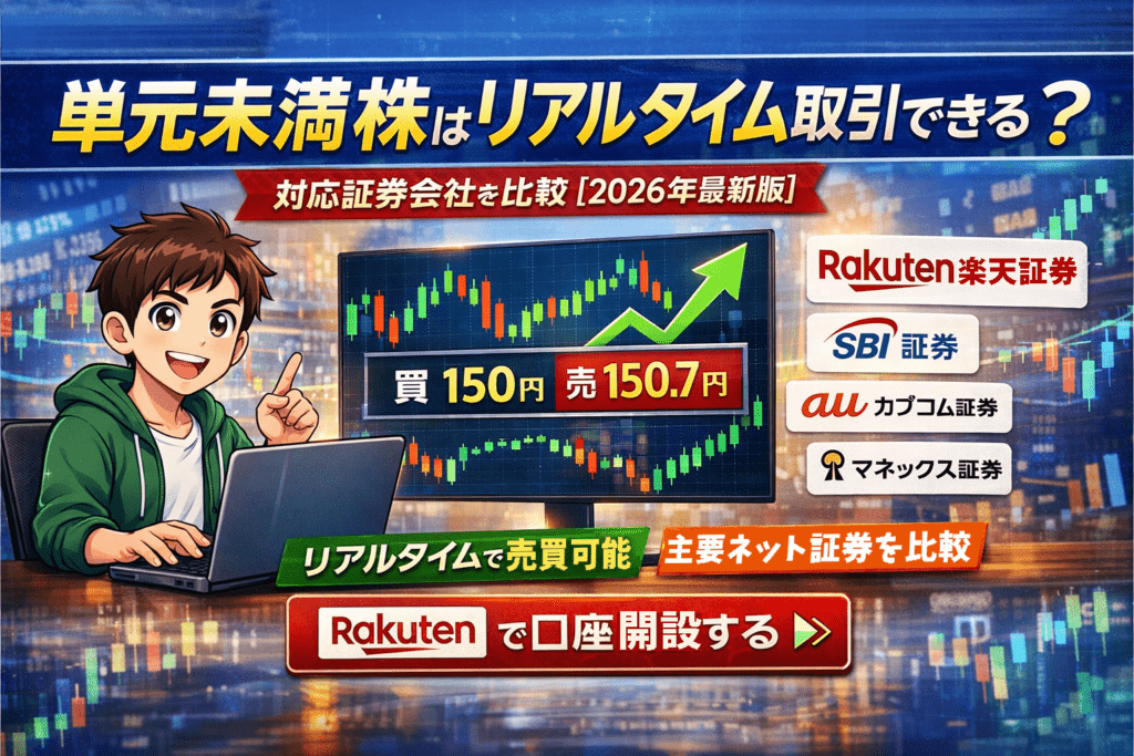 単元未満株はリアルタイム取引できる？対応証券会社を比較した2026年最新版の解説イメージ