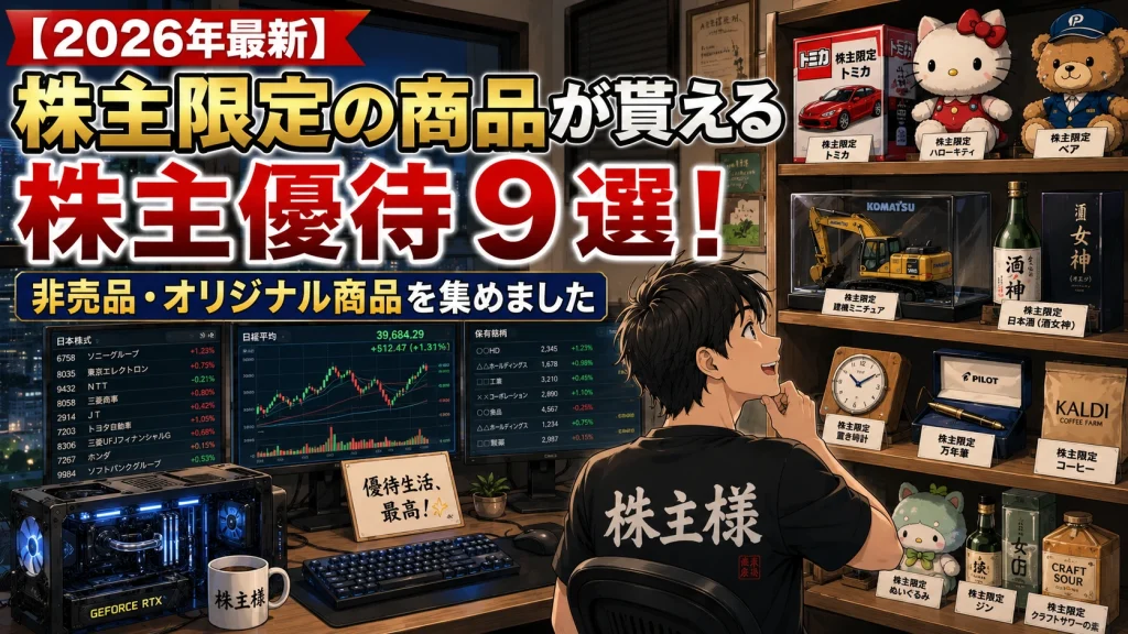株主優待で貰った限定グッズを飾る投資家