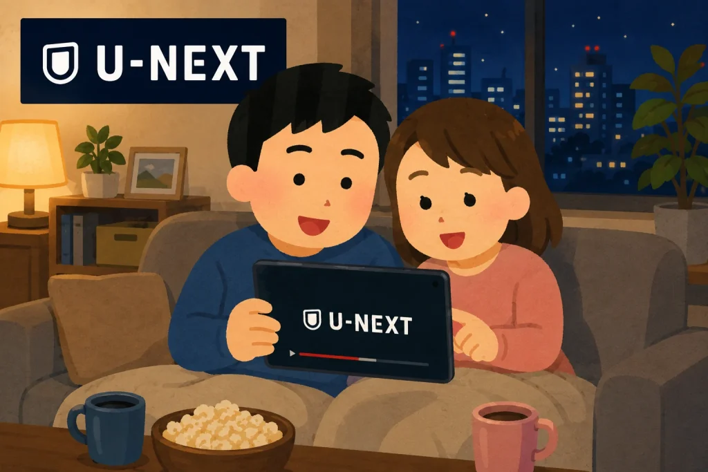 U-NEXT株主優待で動画配信サービスを楽しむカップルのイメージ画像