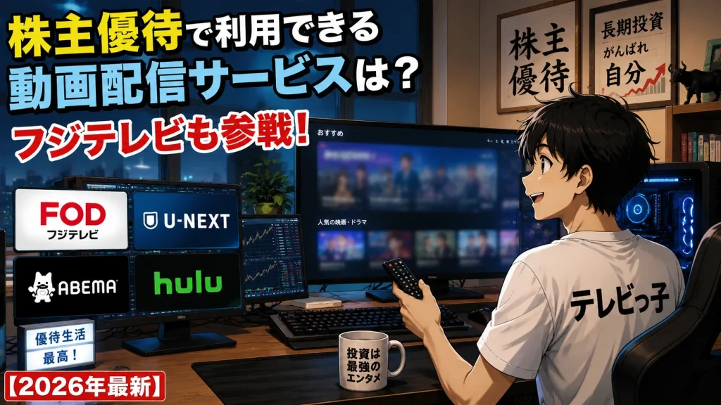 株主優待で利用できる動画配信サービスを楽しむ個人投資家のイメージ画像